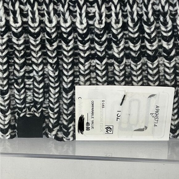 Calvin Klein Women’s Black & White Chunky Marled Pom Pom Beanie ONE SIZE - Picture 5 of 5